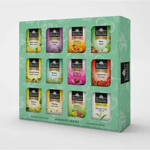 Beta Tea Hediyelik Bitki ve Meyve Çayları 60'lı Karışık Kutu, Harmony Series (12x5 Adet)